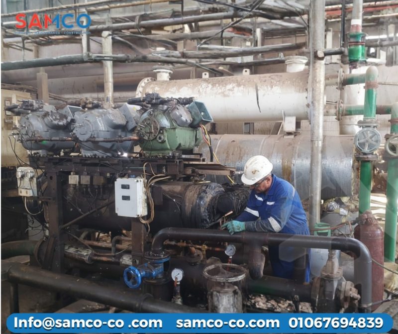 أعمال صيانة الشيلرات في أكتوبر داخل مصنع صناعي